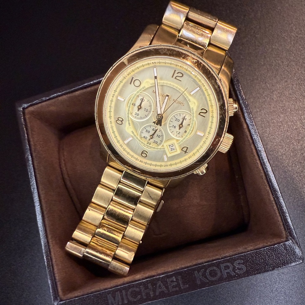 Michael Kors Gold Chronograph Watch Bold Design